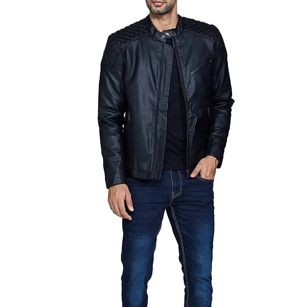 Fashionable Custom Design Leather Jacket Solid Color Men Leather Jacket Streetwear Male Leather Jackets Boys