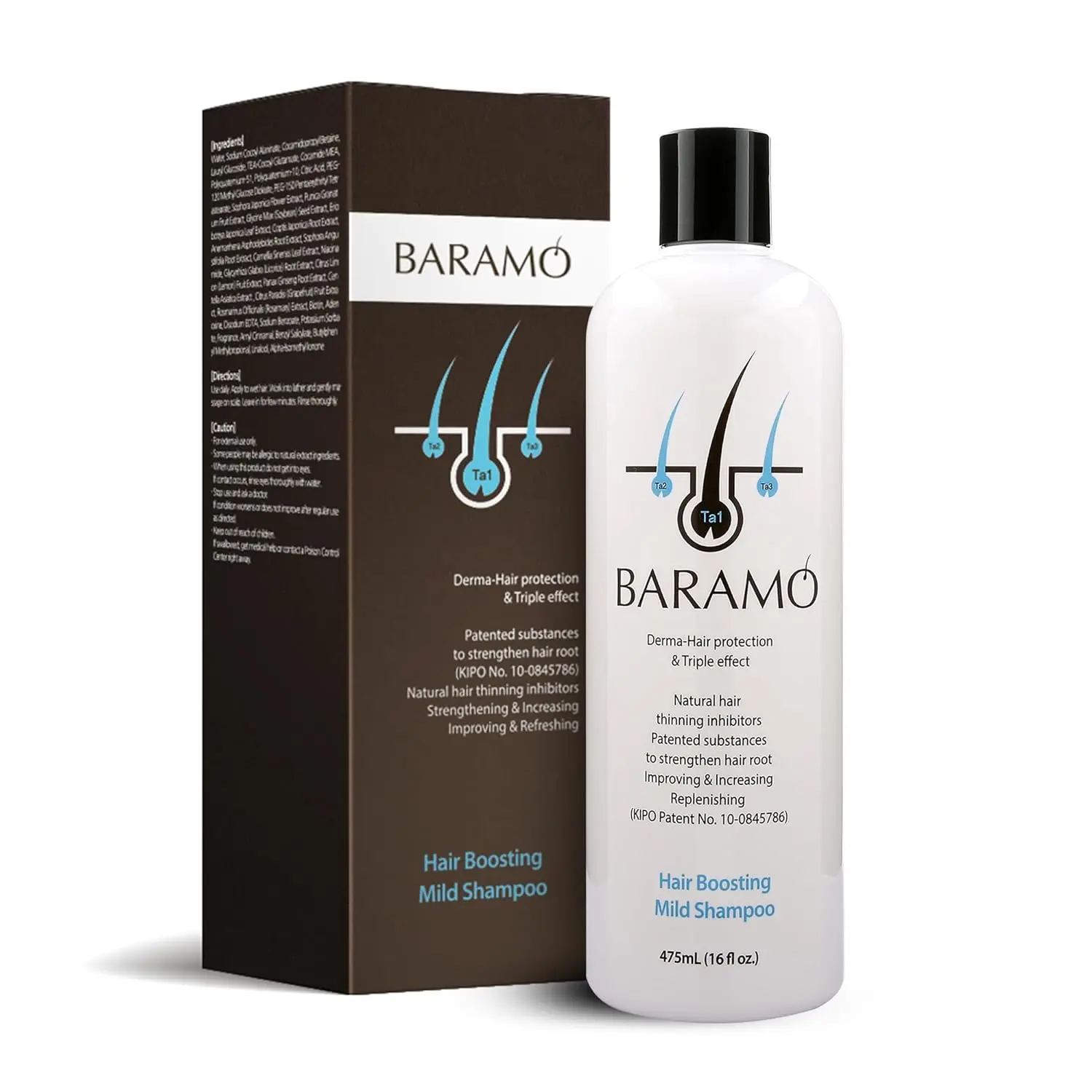 BARAMO_Hair Boosting Mild Shampoo for Anti Hair Thinning & Hair Loss 16 fl oz, Scalp Care & Hair Regrowth Shampoo, Women & Men