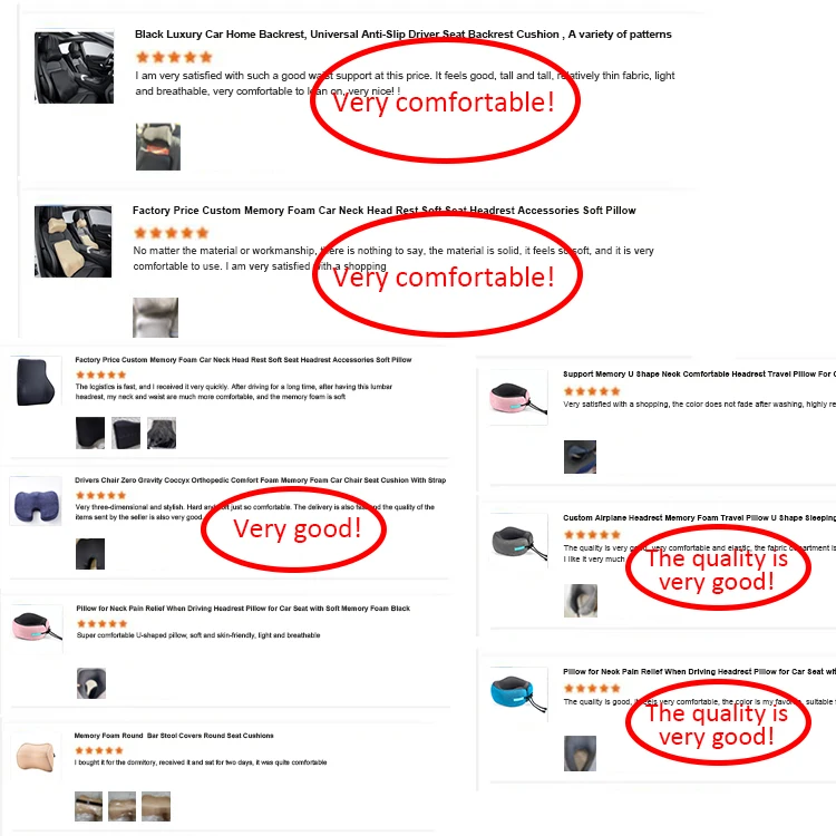 Fast Delivery Hot Sale High Density Memory Foam Neck Travel Pillow A  set of car headrest backrest back Cushion for Auto Car