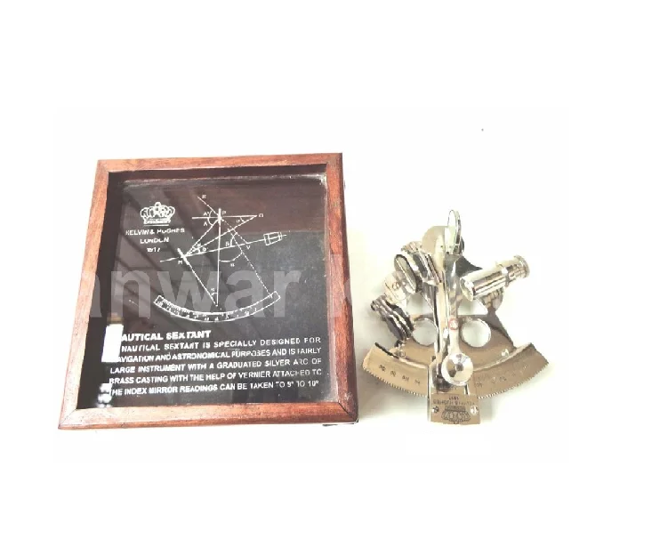 High Quality Factory Wholesale  Metal Vintage brass Sextant with Box