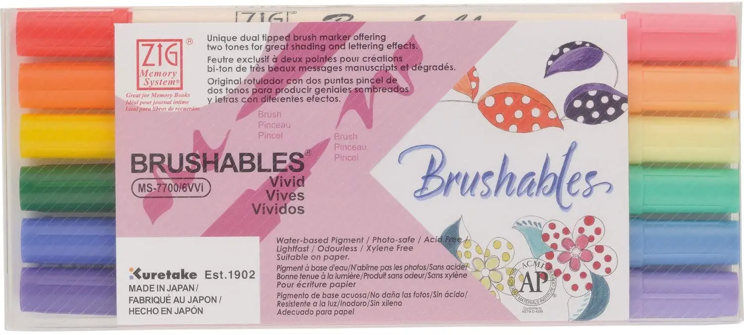 Kuretake ZIG памяти системы brushables 6 видов цветов комплект MS-7700/6VVI Сделано