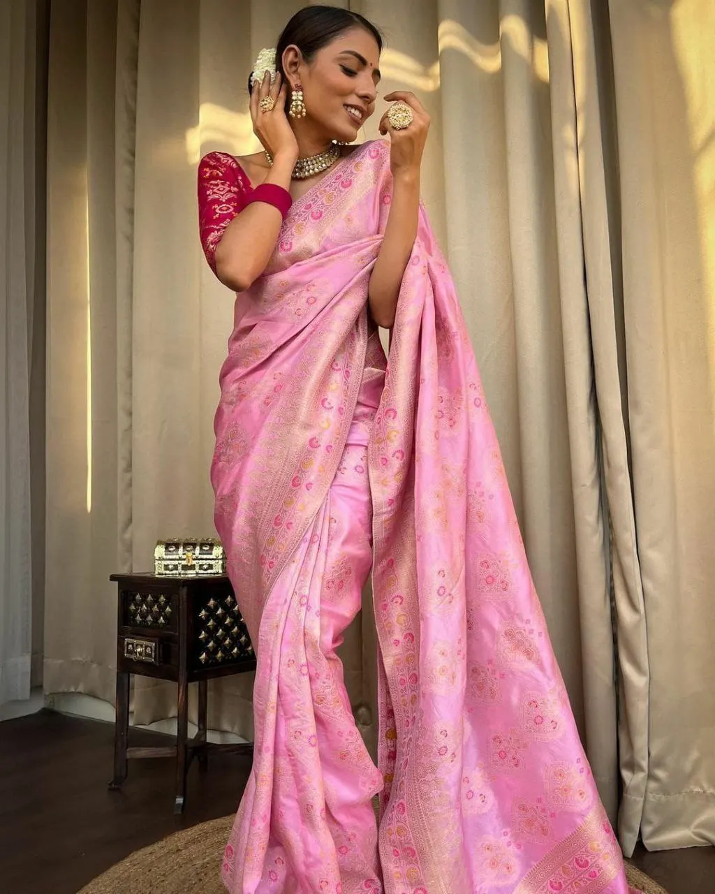 High Quality Banarasi Silk Saree Women Soft Traditional Rayon Fancy Lace Most Trending Style Wedding Party Indian Pakistani