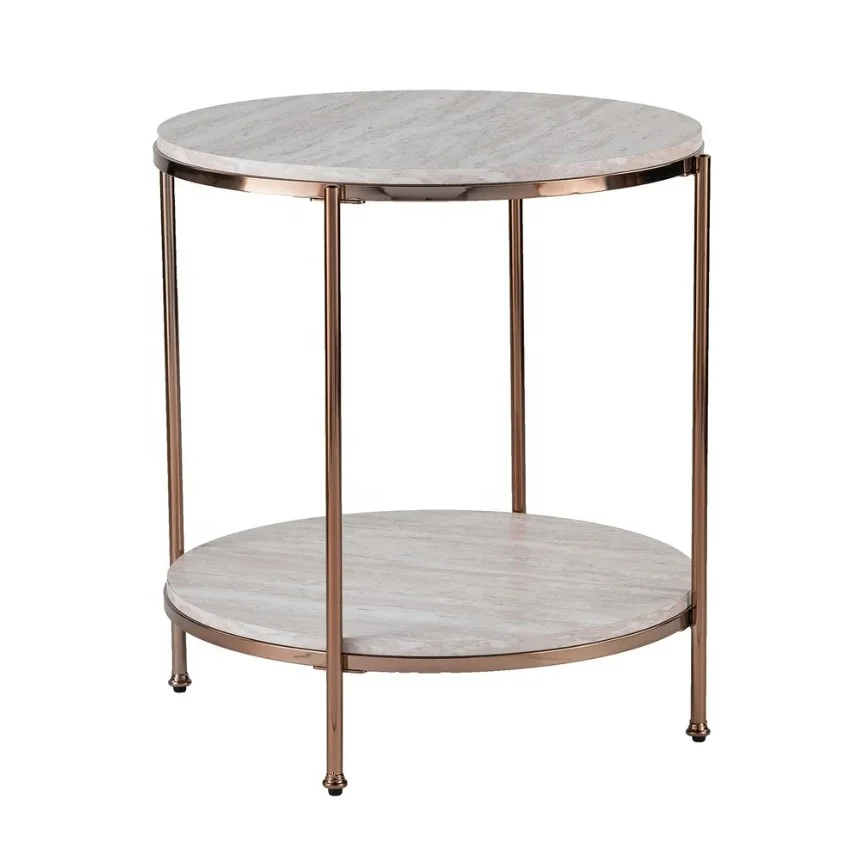 2 уровня шампанское золото мраморной столешницей журнальный столик круглый стержень для дома и мебель для спальни по лучшей цене