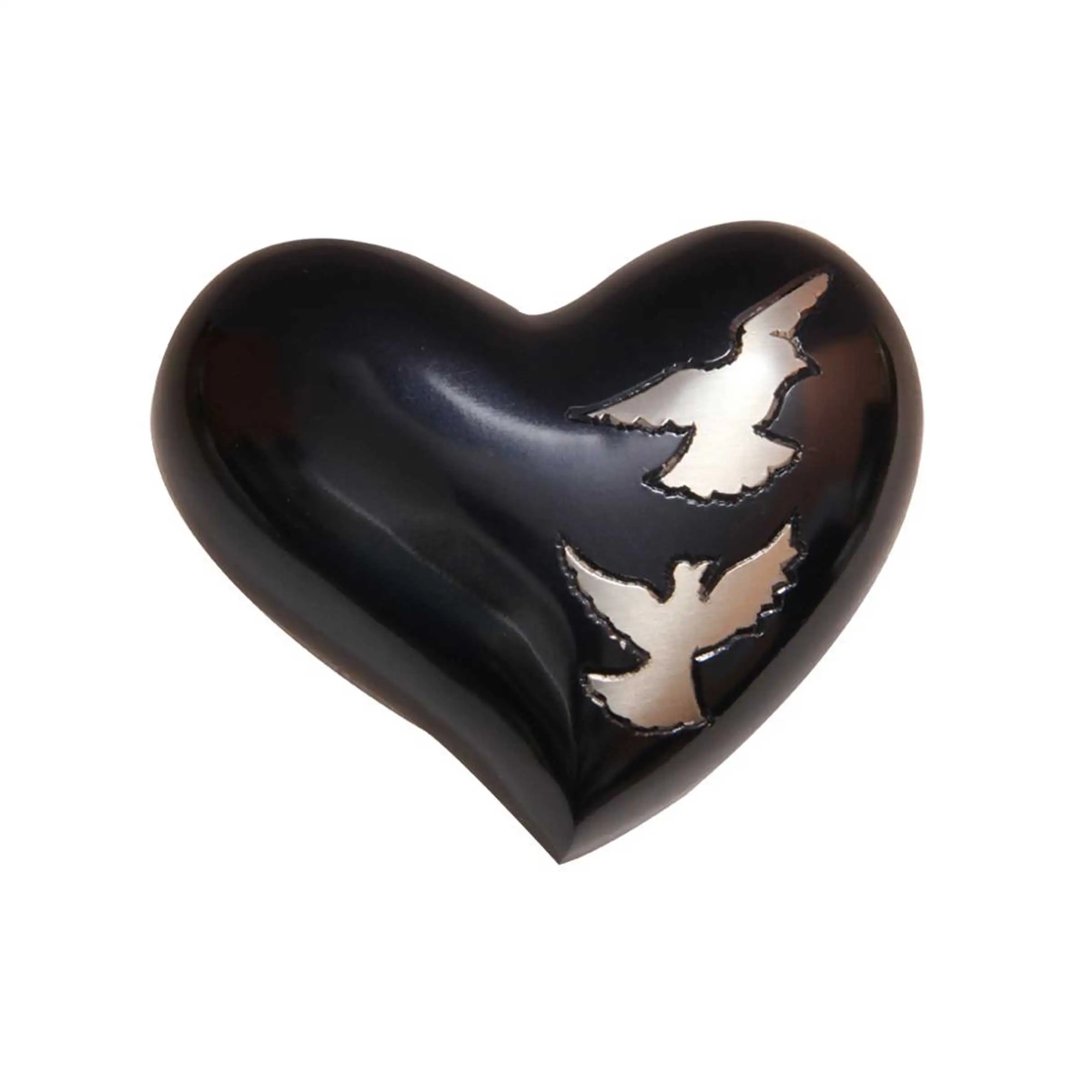 Black Heart Shape Keepsake Solid Funeral Memorial Ashes Urn For Burial Services