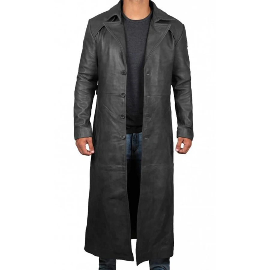 Premium Quality Leather Long coat Hot sale for men style with 100% Original Cow hide Leather long Coat