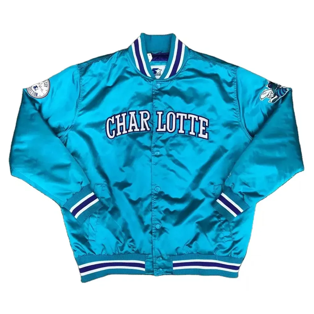 OEM custom winter color 80s retro fashion satin starter ribbed elastic cuff varsity jacket for men