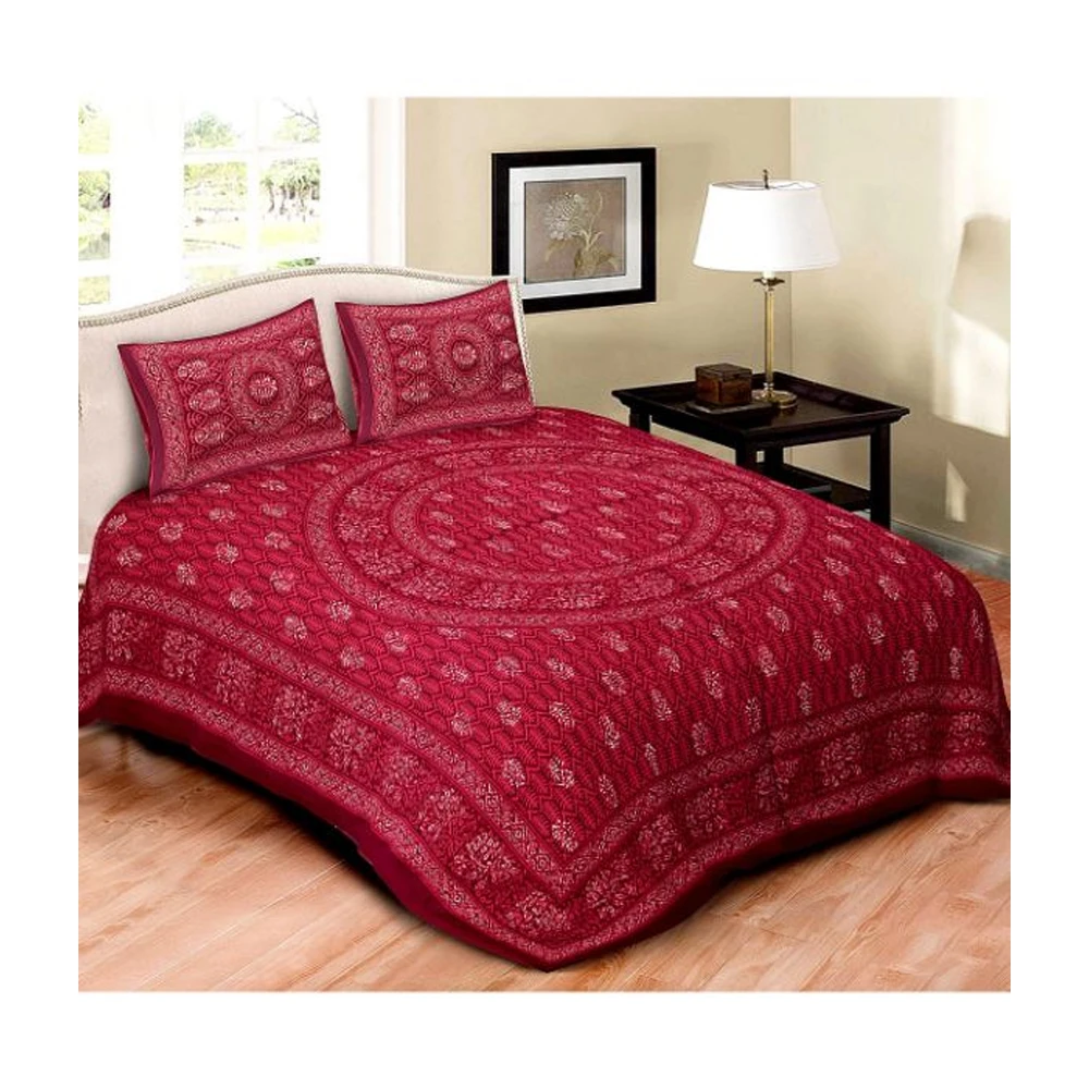 Indian 100% Cotton Barmier Hand Print Multicolor Mandala Style Fast Color Machine Wash King Queen Large Small size Bed Sheets