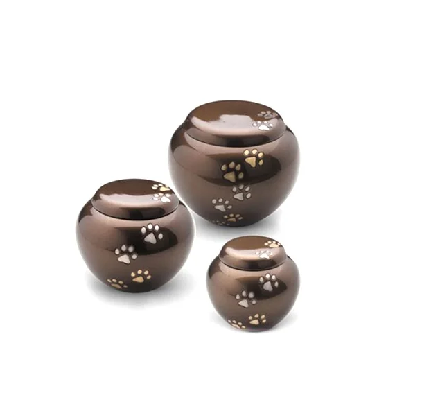 New Brass Pet Odyssey Urn Set Of 3 Paw Engraved For Pet Ashes Funeral Ashes Container Pet Memorial Ashes Urn