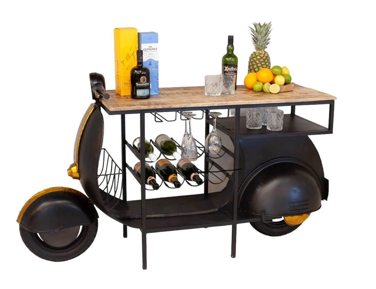 Premium Quality Top Selling Antique Vintage Bike Bar Counter Wine Cabinet With Antique Finishing Bar Cabinets Table