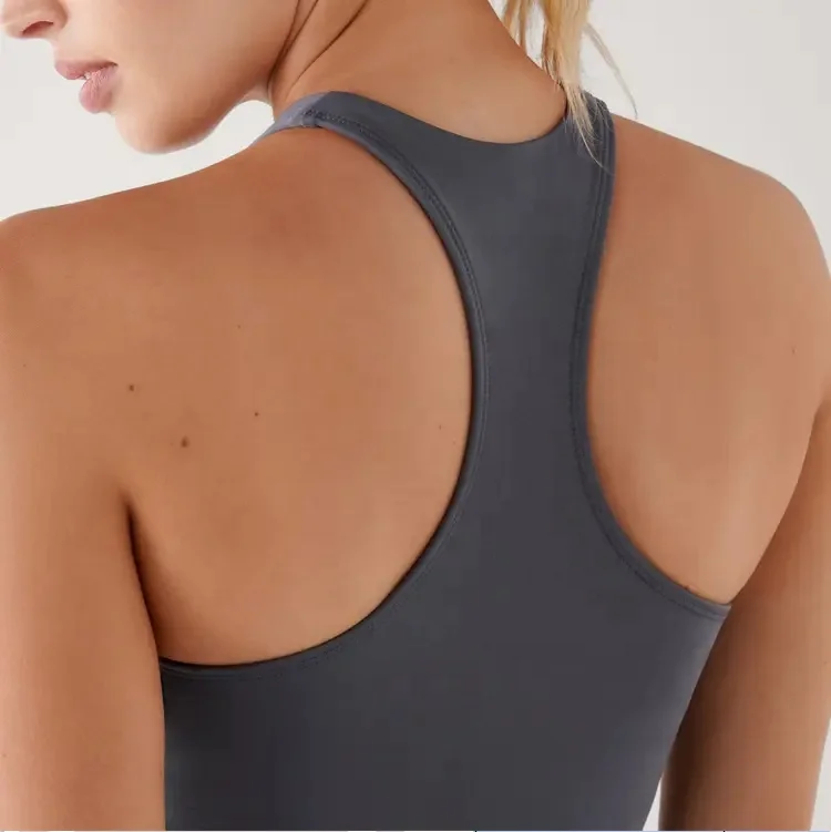 Women Fitness Wear Yoga tanktops Custom breathable Stretch V Neck Crop The cut is compressive with two-way stretch tank tops