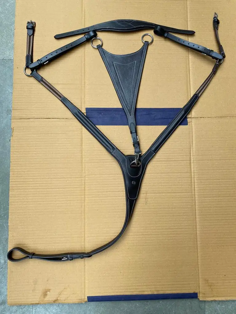 Equestrian High Quality Leather Horse Raised Standing Martingale .