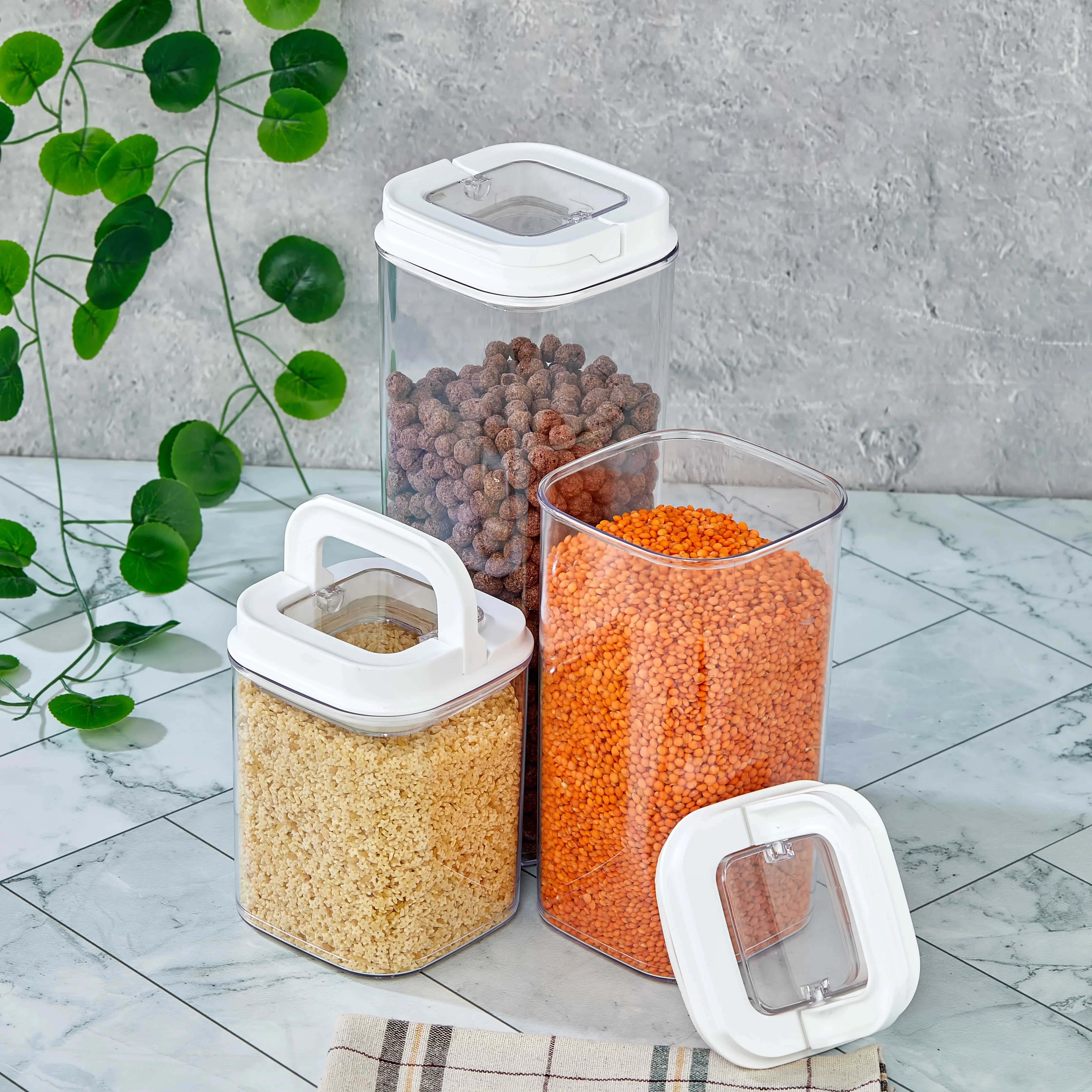 Afossa Home Airtight Food Storage Containers Set with Lids (3 Pack) for Kitchen and Pantry Organization - BPA Free Kitchen Cani