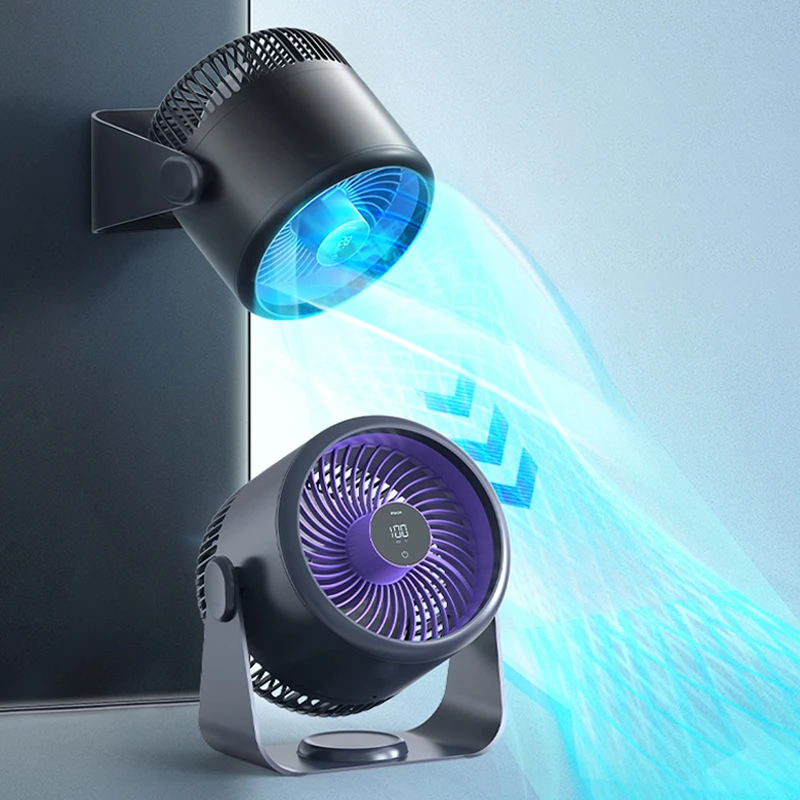 Factory Blade Strong Wind Oscillate 5V Mini Dc Air Cooling Air Circulator Fan Battery Powered Rechargeable Fan With Battery