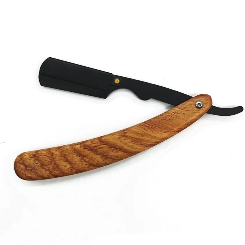 OEM Logo Wooden Handle Barber Beard Shaving Straight Razor Custom Wholesale Low Price