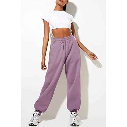 Women Solid Color loose fit dance wear Jogger sweat pant Oversized High Waist cotton polyester Sweatpants Set for Teen Girls