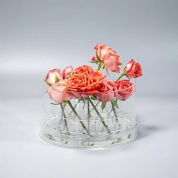 Home Decor Round Acrylic Vase Customized Wedding Flower Vase Acrylic Modern Design Acrylic Flower Box