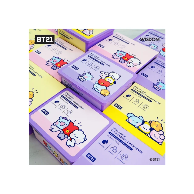 bt21 minini Cica Energy Daily Soothing Facial Maskpack 30 sheets sheet pop-up store for sell Bts special promotion goods