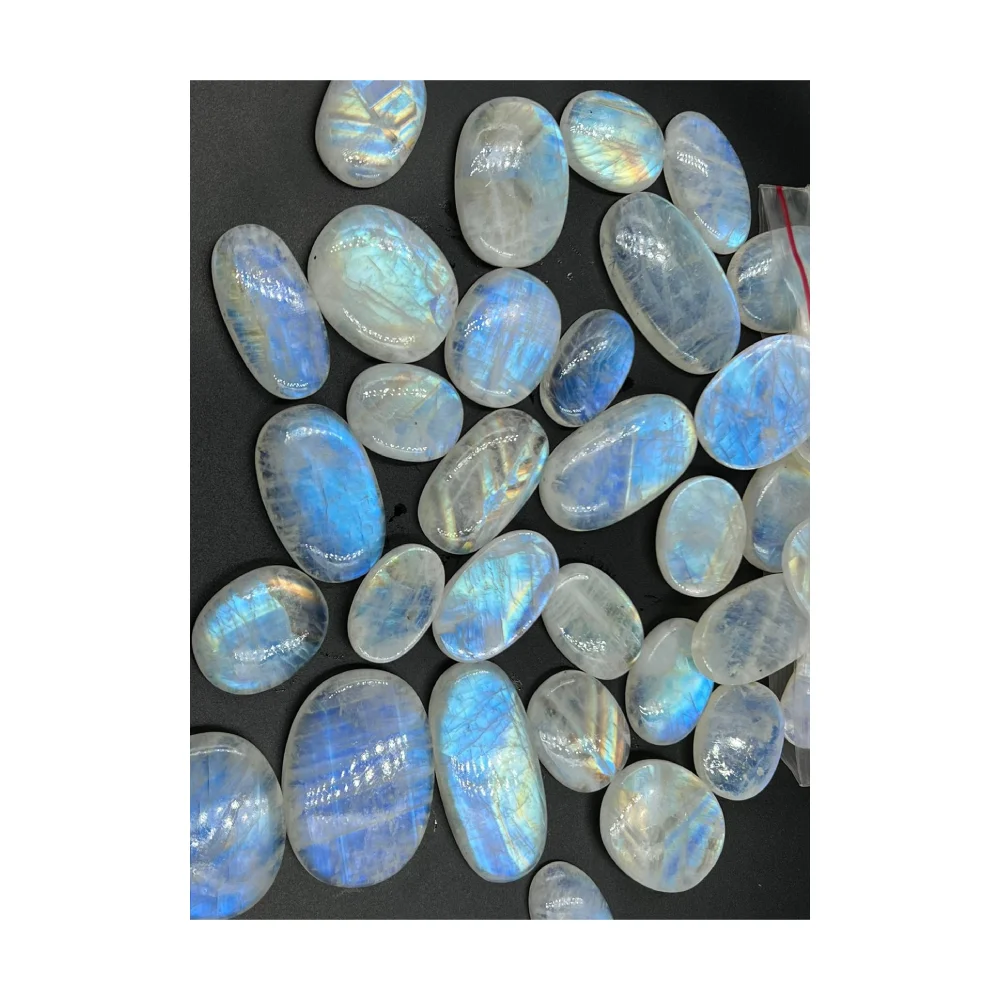 Оптовая цена натуральный синий огонь Радужный Лунный Камень кабошон очень большой размер Смешанная форма смешанный 40 мм до 70 приблизительно