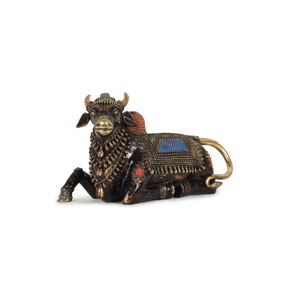 Bell metal Seat Nandi  , Dhokra Art , Brass Item