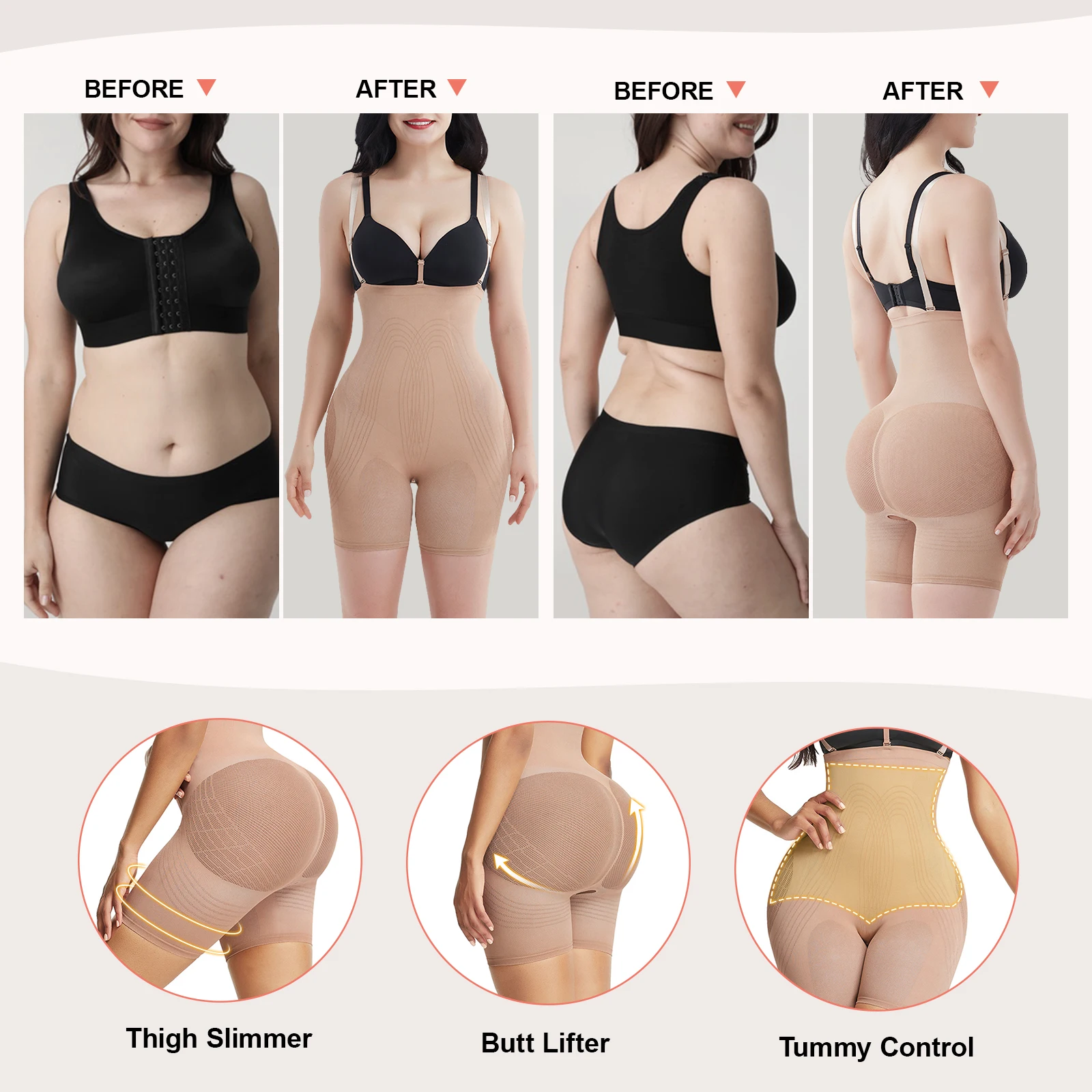 Latest Design Elasticity Compression High Waist Tummy Control Women Butt Lifter Shaper Seamless Bodysuit Shapewear