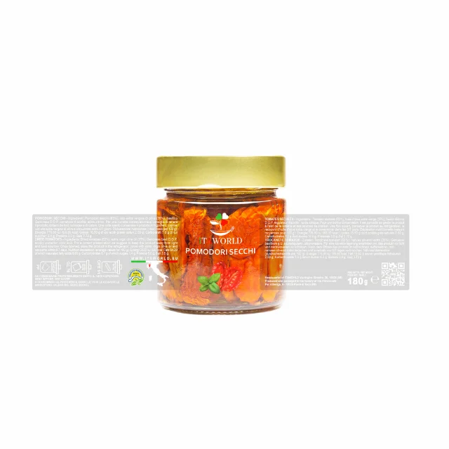 Best Quality Traditional Italian Food Dried Tomatoes in Extra Virgin Oil 180 gr Itaworld For Whosale