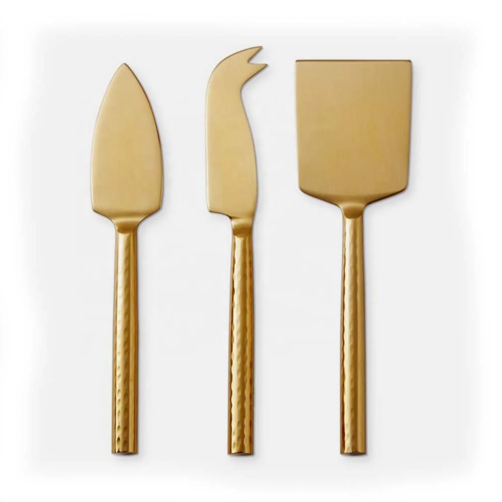 Factory supply black red Gold Silver Stainless Steel Spreader with Silver Solid Handle cheese spreader set