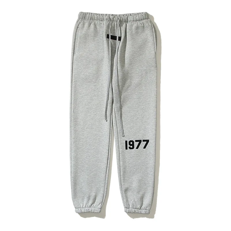 22ss High Street FOG Double Thread 1977 Flocking Printing Sweatpants for Men and Women Hip Hop Leggings Pants