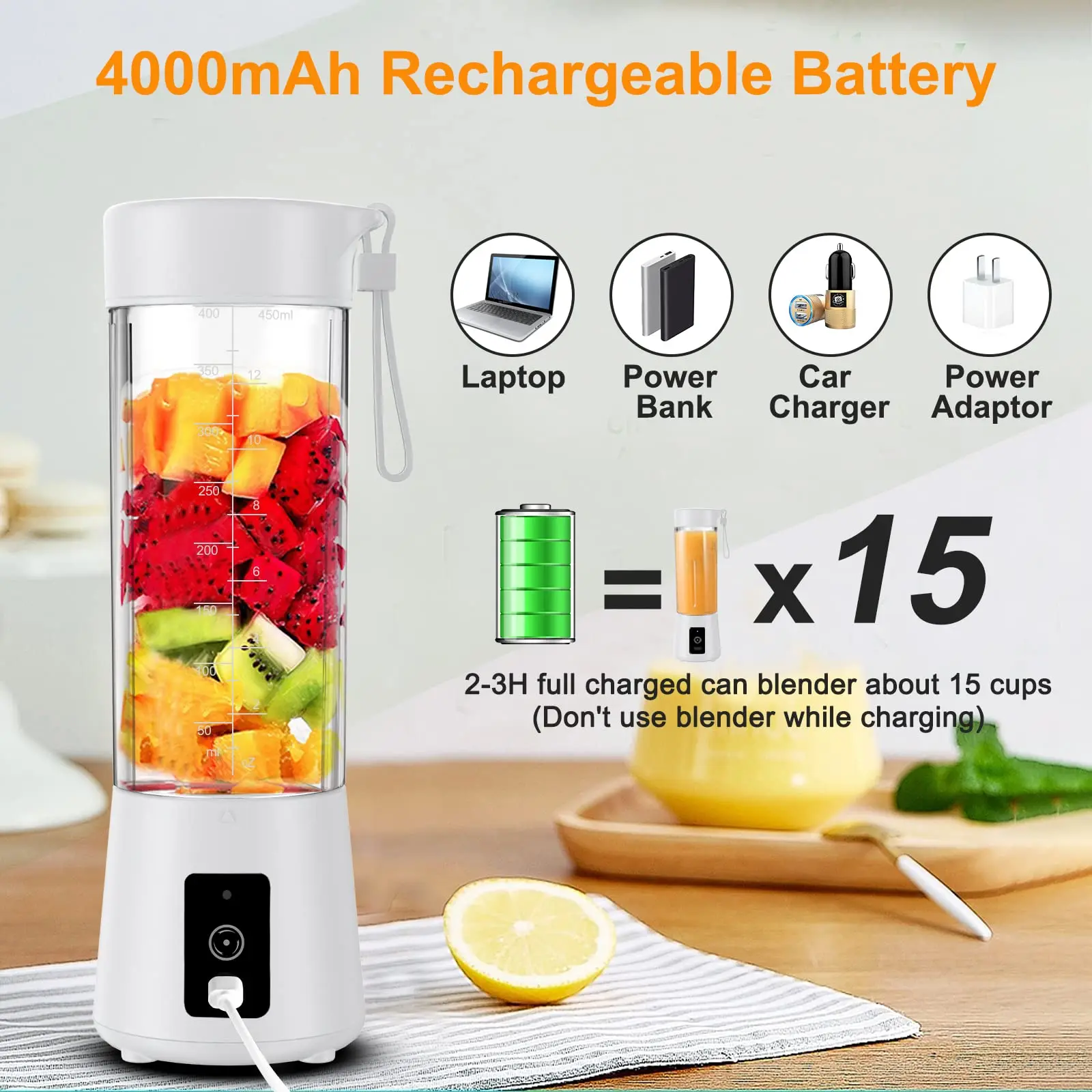 400 ml portable smoothie blender personal bottle usb rechargeable small mini portable fruit juice blender