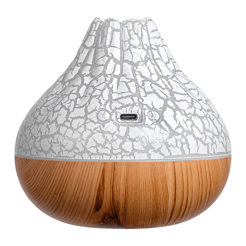 Wood Grain H20 Steam Diffuser Humidifiers Volcano Fire Portable Desktop Mini Water Mist Air Humidifier Diffuser With Night Light