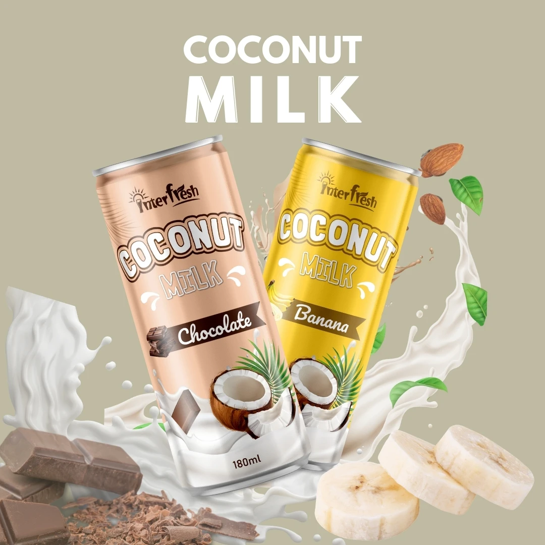 INTERFRESH VIETNAM Coconut Milk With Juice Flavor High Quality Coconut milk with Nata de coco OEM Manufacture