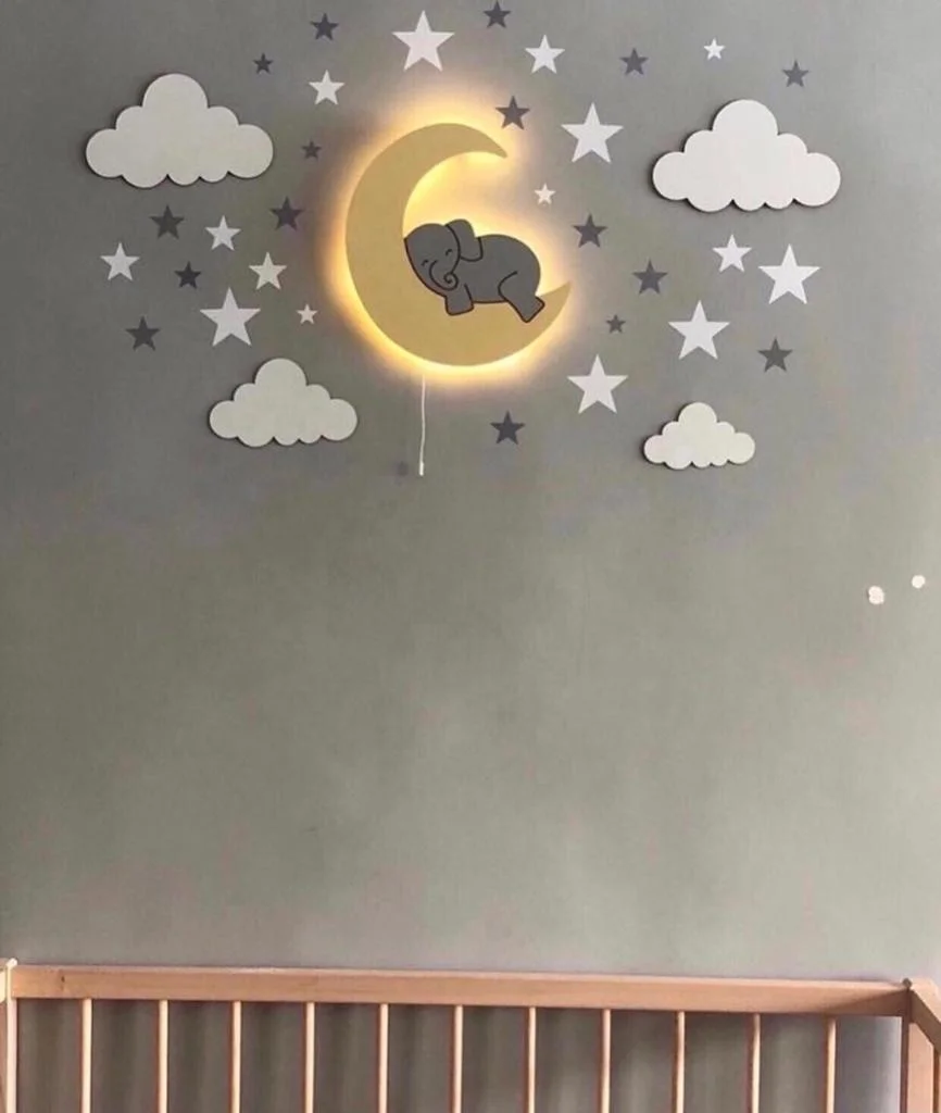 Wall Light For Kids Room Decorative Wall Lamps for Babies Room elephant over moon wall lamp for kids room