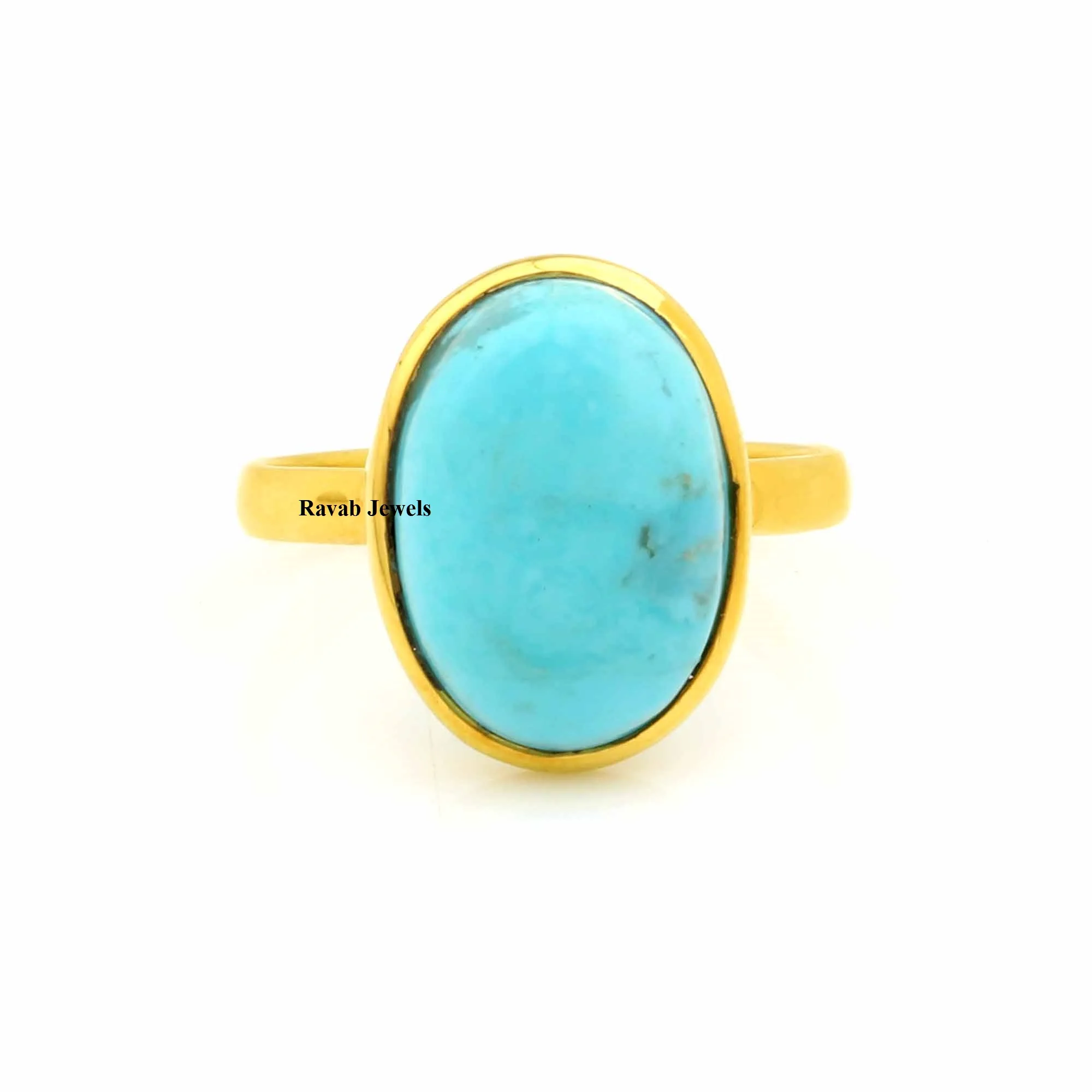 RJR0257 High Grade Quality Genuine Silver Jewelry Eternity Vermeil Oval 12x16mm Turquoise Partywear 925 Sterling Silver Ring