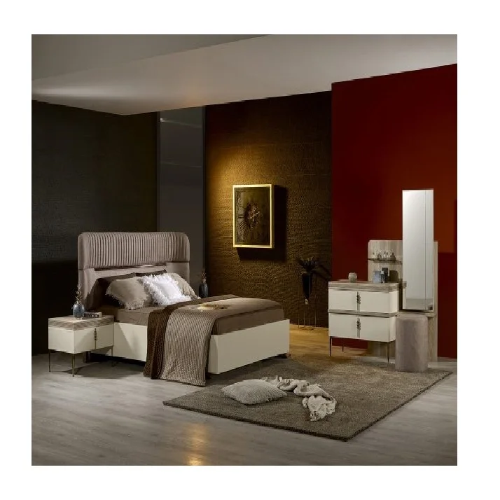 Luxury Design Verona Model Bedroom Furniture Set Elegant Style Dark Khaki Color Furniture Premium Quality - Made in Turkey