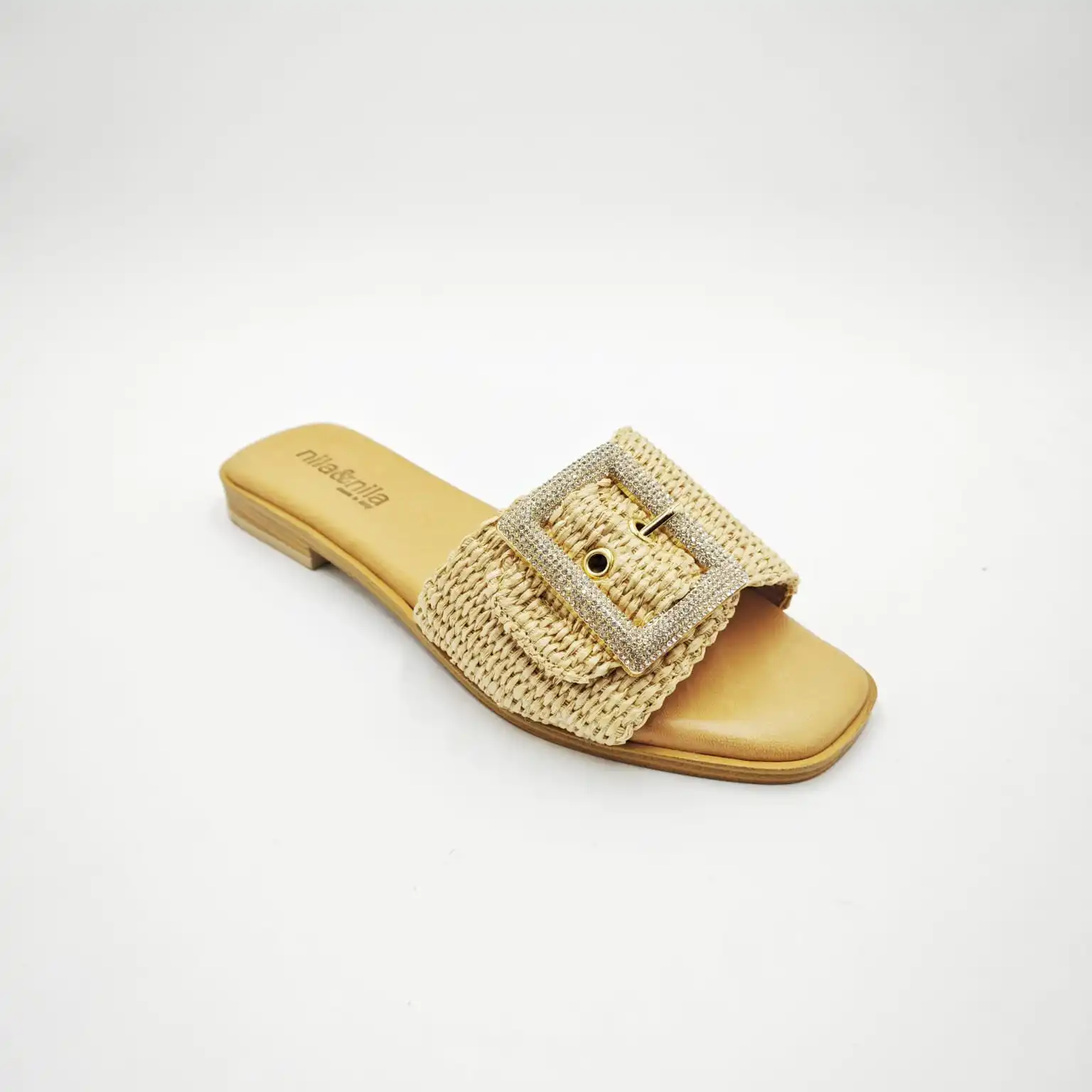 LADIES TEXTILE RAFIA SANDALS WITH RUBBER OUTSOLE MADE IN ITALY SUMMER 2025 COLLECTION