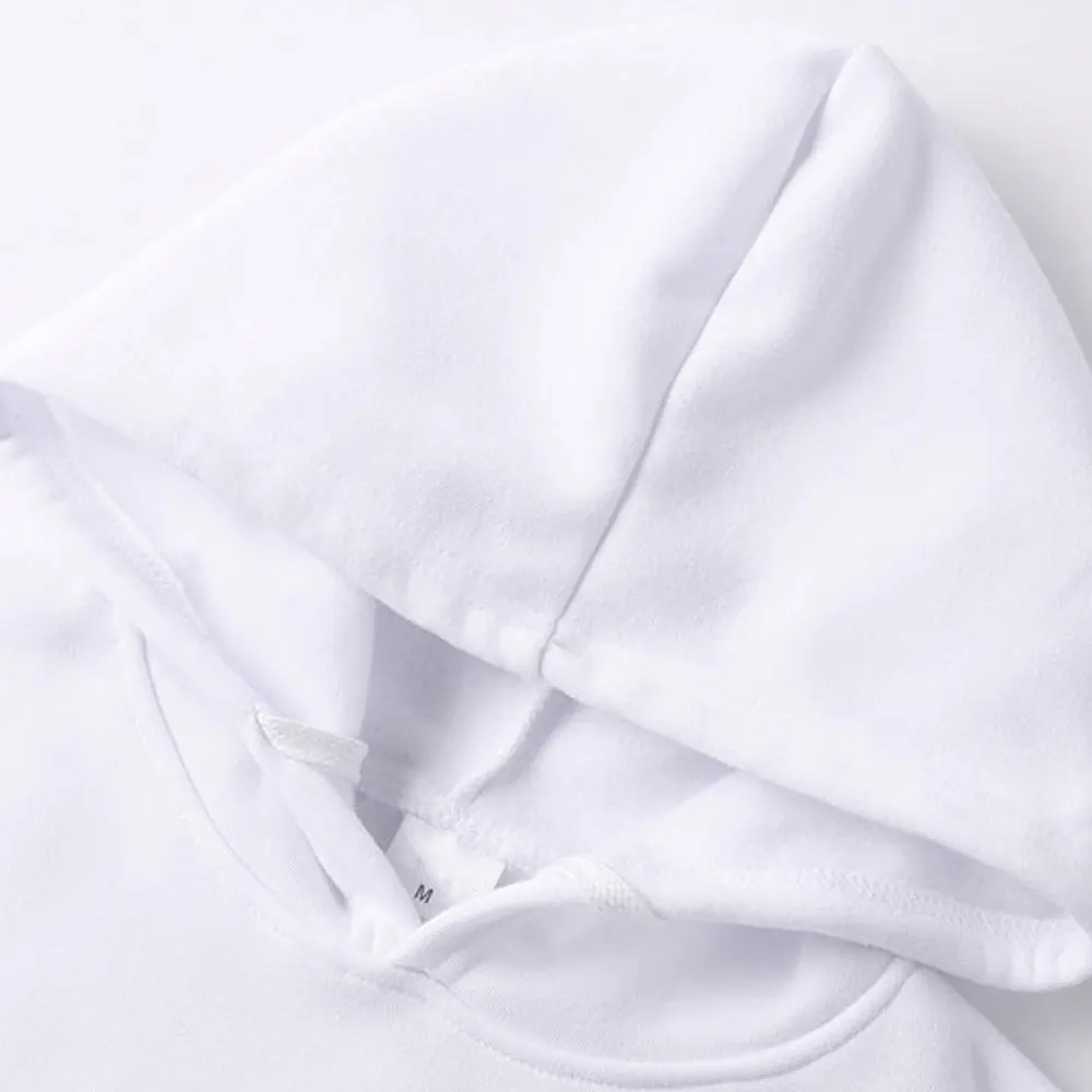 Oversized Men Winter Wear Cotton Fleece Hoodies Hip Hop Men Blank Hoodies In White Color With Front Pockets And Long Sleeves