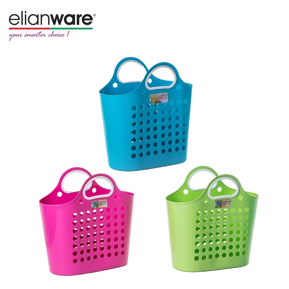 Elianware Durable Twistable Compressible Hollow Hanging PE Basket Shopping Basket With Handle