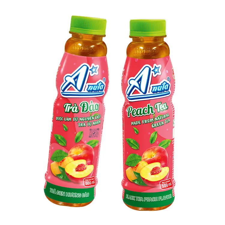 A*nuta Brand Peach Tea Drink Made From Natural Loose Leaf Black Tea Drink ISO HALAL cGMP HACCP Low Fat Soft Drink Bottle 500ml