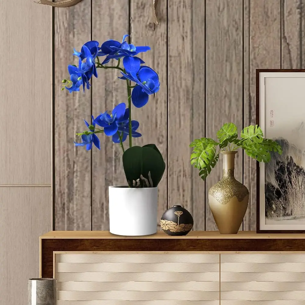 THAOF-163 High quality Artificial Orchid Flowers and Bundles Leaves Artificial Phalaenopsis Flowers Stem Plants for Home Wedding