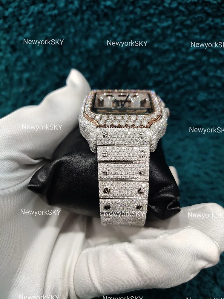 Хип-хоп высокое качество VVS Moissanite алмазные шипованные розовые тональные часы для мужчин большой производитель лучший оптовик низкая цена