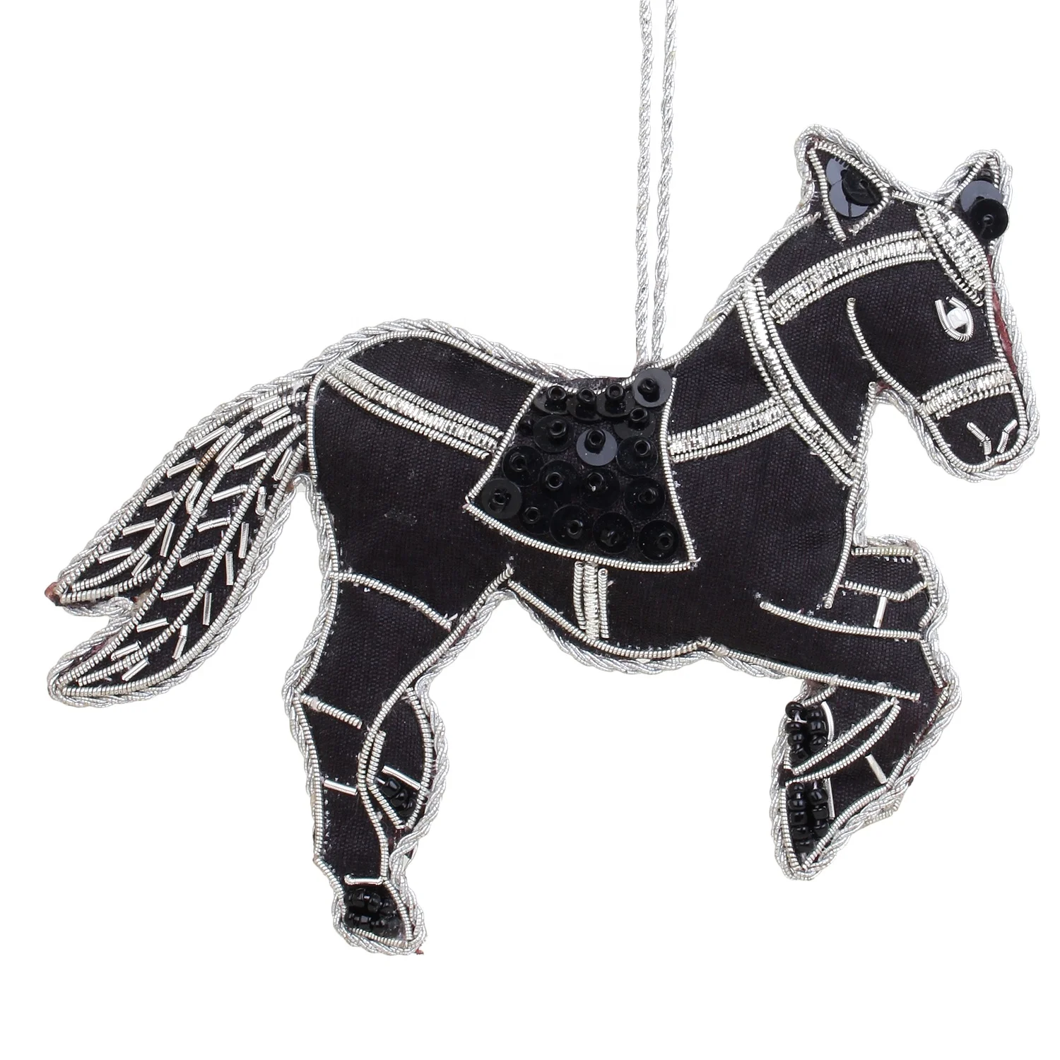 Handmade Handcrafted Embroidered Beaded Velvet satin Christmas Decorations Cross Santa  Socks   Black Horse Elephant  Customized