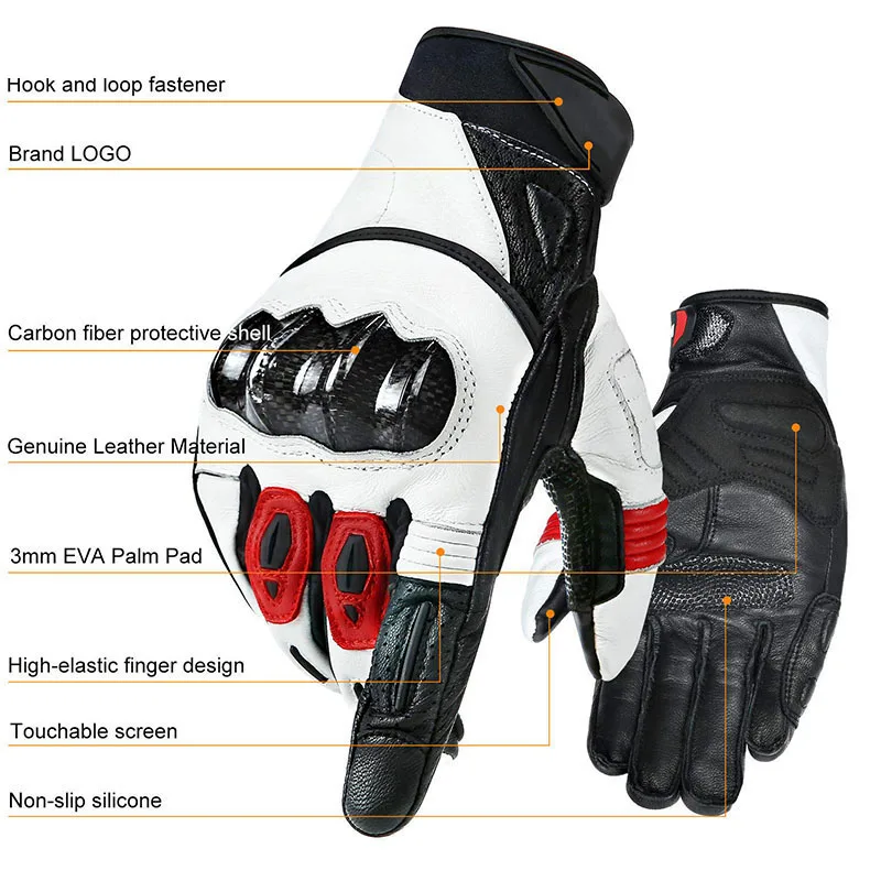 Pakistan Manufacturer Motorbike Riding Hand Protection Gloves Motorbike Racing Genuine Cowhide Leather Gloves