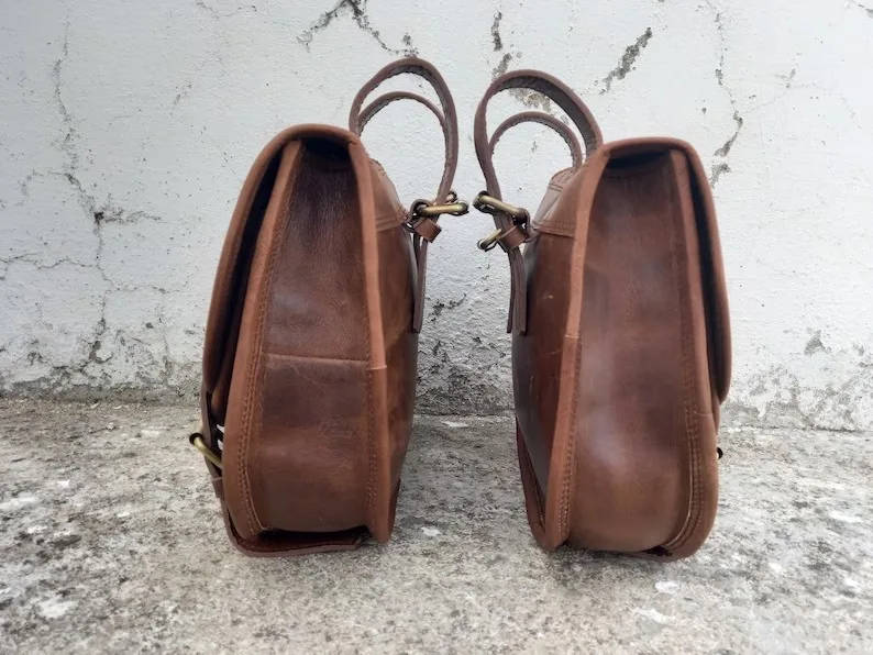 Унисекс коричневая большая спортивная сумка из буйволовой кожи под заказ стиль спортивные сумки 2 боковые мотоциклетные седельные для путешествий