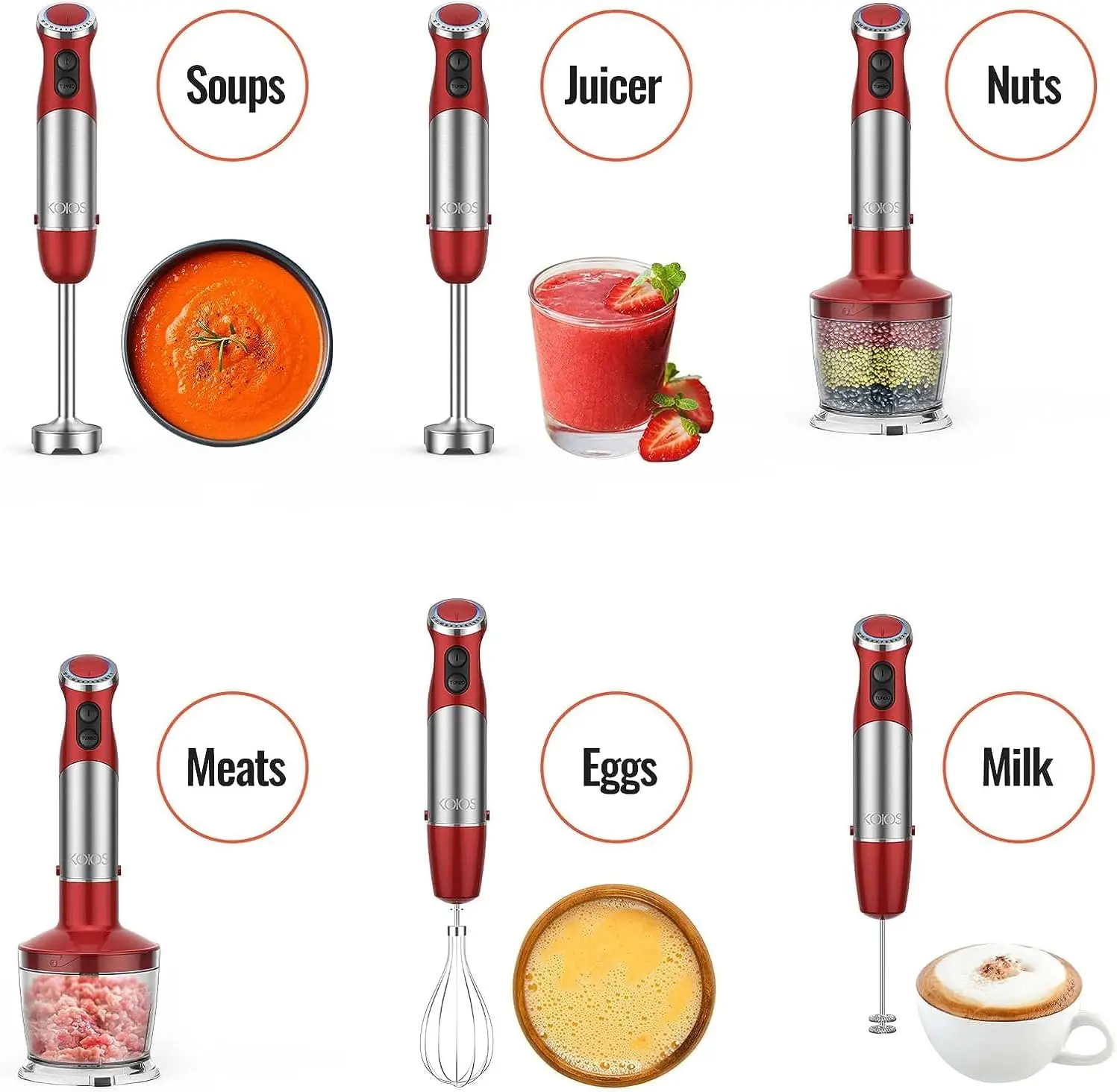 Mini Electric Handheld Blender with Copper Motor Stainless Steel Blade Speed Stick Mixer for Household Use Manual Power Source