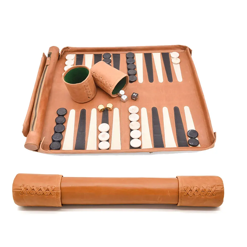 Handmade Genuine Leather Backgammon Game New Design with High Quality Printing Durable and Best Prices Low MOQ