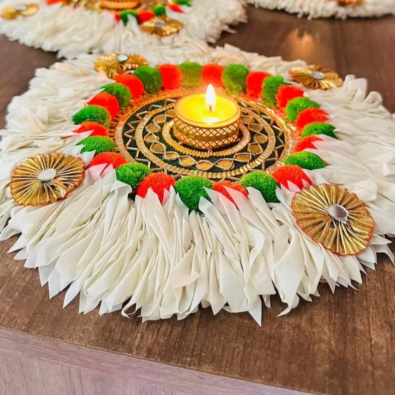 Цветочный набор Rangoli ручной работы праздничный домашний дом согревающий свадебный подарок цветочные коврики для чаепития Дивали