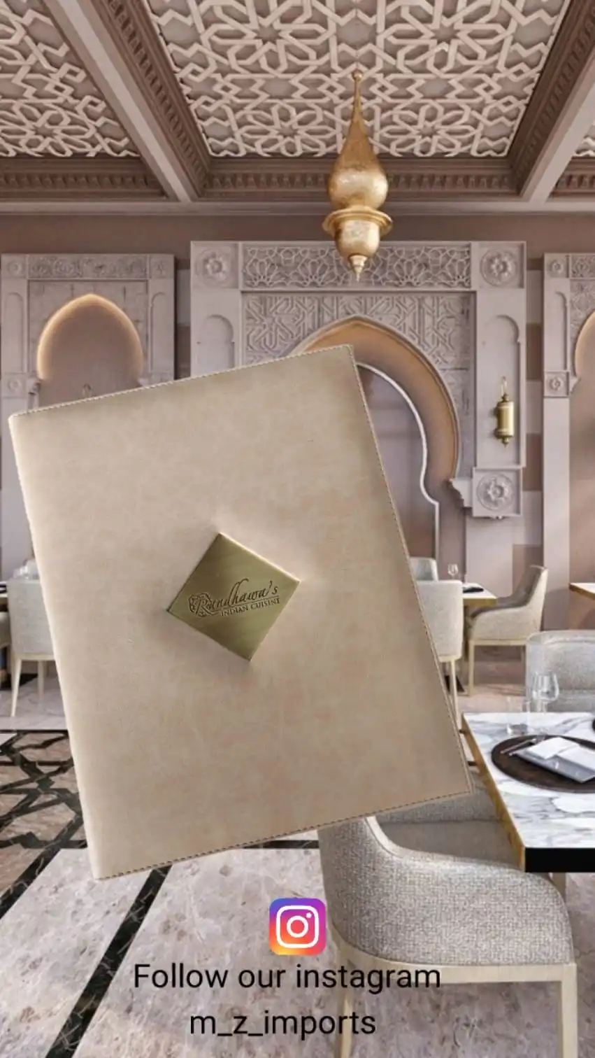 Beige color Custom High Quality PU Leather Loose-Leaf Folder Menu Book Cover for Restaurants Hotel & Hospitality uses products