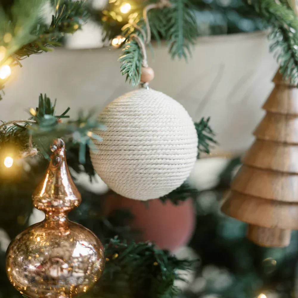 Handwoven Farmhouse jute Christmas ball ornaments Christmas decorations wholesale from Vietnam artisans