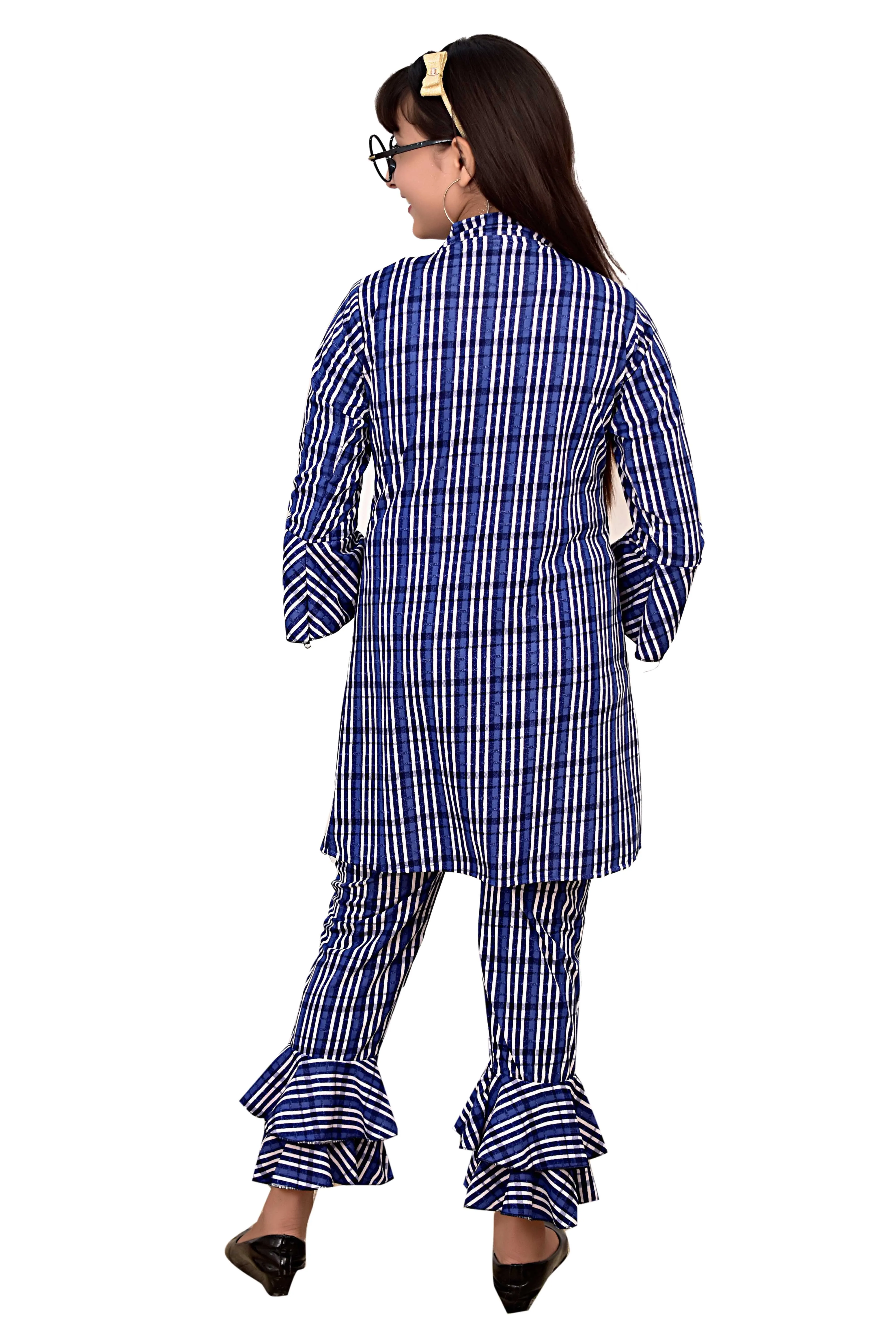 Best Quality Striped Design Cotton Blend Dresses Most Trending Top and Sahara Set for Girls 3-10Years in Stock