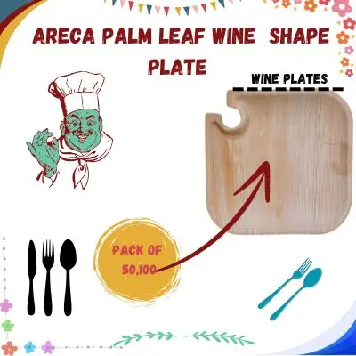 Excellent Quality New Disposable Areca Palm Leaf Plates/Palm Leaf Wine Plate Made To Order Glass Holder Pack of 100 Pcs