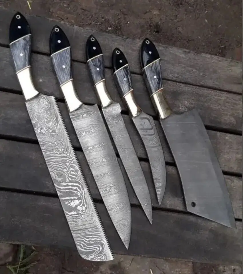 5 шт. набор кухонных ножей с кожаным чехлом